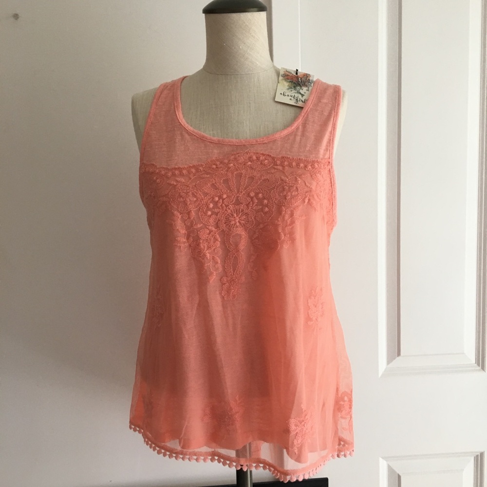 Nwt orange about a girl tank top